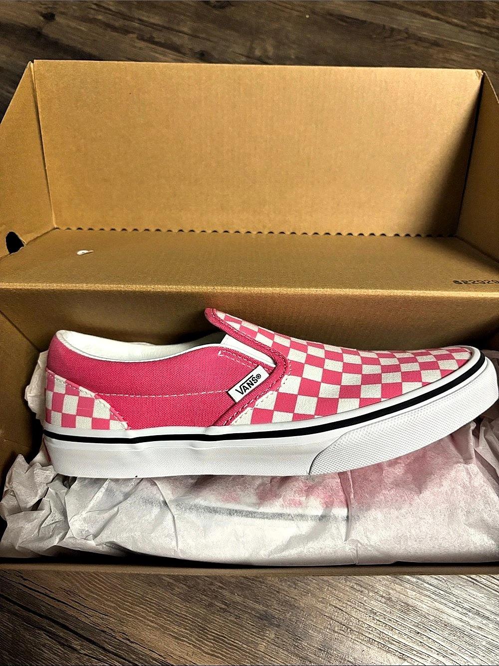 Vans Classic Slip-On Checkerboard Slip-On Pink & White US 5.5 New